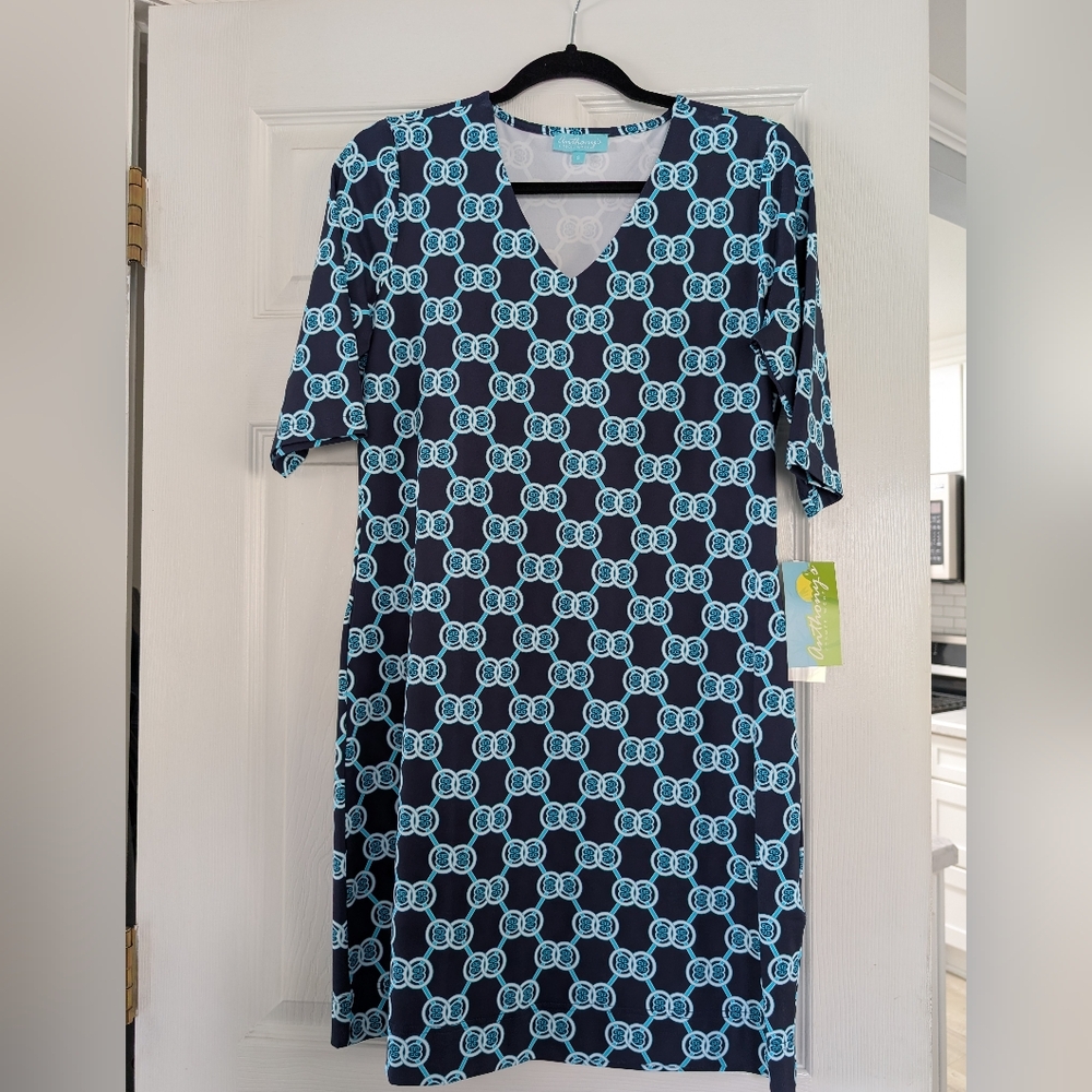 Lulu B Navy NWT Sheath Dress V-Neck, Elbow Sleeve